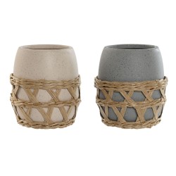 Βαση για οδοντοβουρτσεσ Home ESPRIT Γκρι Κρεμ Dolomite 9 x 9 x 10,5 cm (x2)