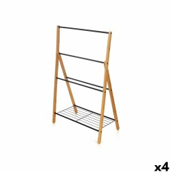 Πετσετοθήκη Δαπέδου Kipit Μαύρο Μέταλλο Bamboo 60 x 90 x 37 cm 60 x 87 x 37 cm 4 Μονάδες
