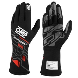 Karting Gloves OMP MY2025 Μαύρο Κόκκινο FIA 8856-2018