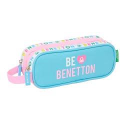 Διπλή Κασετίνα Benetton Unique Ροζ Τυρκουάζ 21 x 8 x 6 cm