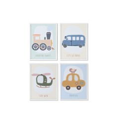 Πίνακας Home ESPRIT Κίτρινο Μπλε Καμβάς 30 x 1,8 x 40 cm (4 Μονάδες)
