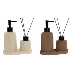 Σετ Μπάνιου Home ESPRIT Κρεμ τερακότα ABS Dolomite 17 x 9 x 2 cm 3 Τεμάχια (x2)