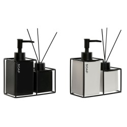 Σετ Μπάνιου Home ESPRIT Λευκό Μαύρο Μέταλλο Dolomite 14,5 x 8 x 17 cm 2 Τεμάχια (x2)