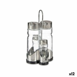 Σετ Λάδι και Ξίδι Anna Διαφανές Ασημί 10 x 10 x 21 cm (12 Μονάδες)