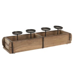 Κηροπήγιο Home ESPRIT Φυσικό Σίδερο Ξύλο Τικ 60 x 15 x 14 cm