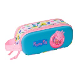 Διπλή Κασετίνα Peppa Pig Μπλε Λευκό Ροζ 21 x 8 x 6 cm 3D