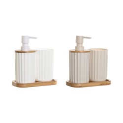 Σετ Μπάνιου DKD Home Decor Λευκό Μπεζ Bamboo πολυστερίνη 16 x 9 x 18 cm 3 Τεμάχια (x2)