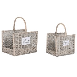 Βάση για Καυσόξυλα Home ESPRIT Φυσικό λυγαριά 47 x 35 x 54 cm