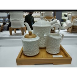 Λαδιέρα Home ESPRIT Λευκό Bamboo Πορσελάνη