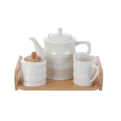 Τσαγιέρα Home ESPRIT Λευκό Bamboo Πορσελάνη