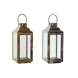 Lanterne DKD Home Decor Χρυσό Ασημί Αλουμίνιο Κρυστάλλινο 14 x 14 x 35 cm (x2)