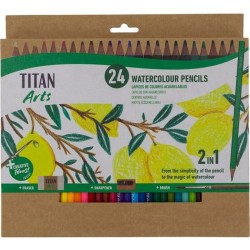 Ακουαρέλα Xρωματιστά Mολύβια Titan Arts Πολύχρωμο 24 Τεμάχια