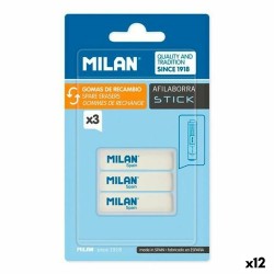 Σετ Γόμες Milan AFILABORRA STICK Λευκό 3 Τεμάχια (12 Μονάδες)