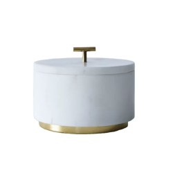 Αλατιέρα με Καπάκι Home ESPRIT Λευκό Χρυσό 7,6 x 7,6 x 10 cm 7,6 X 7,6 X 12 CM