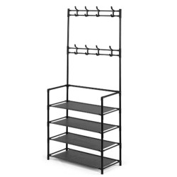 Κρεμάστρα με Ράφι Kipit Μαύρο Μέταλλο 60 x 26 x 155 cm