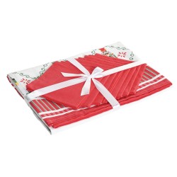 Ρητινωμένο τραπεζομάντηλο αντιλεκέδων Home ESPRIT Λευκό Κόκκινο Πράσινο Μπεζ (9 Τεμάχια)