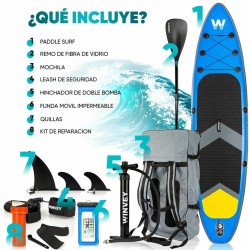Φουσκωτή Κυματοσανίδα Paddle Surf με Αξεσουάρ Winvey SUP-B Μπλε