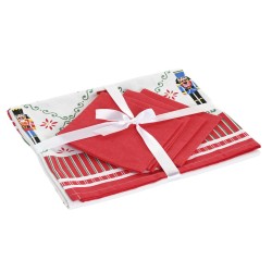 Ρητινωμένο τραπεζομάντηλο αντιλεκέδων Home ESPRIT Κόκκινο Πράσινο Μπεζ (5 Τεμάχια)