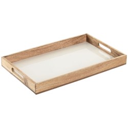Δίσκος Home ESPRIT Λευκό Φυσικό Ξύλο από Μάνγκο 43,5 X 27 X 4,5 CM
