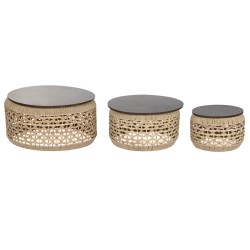 Σετ με 3 τραπέζια Home ESPRIT Καφέ 70 X 70 X 35 CM (3 Μονάδες)