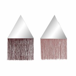 Hengende speil DKD Home Decor Βουργουνδίας Ανοιχτό Ροζ Κρόσσια 33,5 x 1 x 54 cm (x2) (2 Τεμάχια)