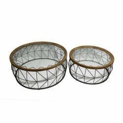 Σετ με 2 τραπέζια DKD Home Decor Μαύρο Φυσικό 100 x 100 x 43 cm