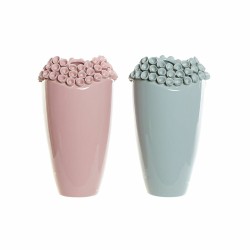 Βάζο DKD Home Decor Ροζ Τυρκουάζ Πήλινα Μεσογείακός (2 pcs) (19 x 19 x 33 cm)