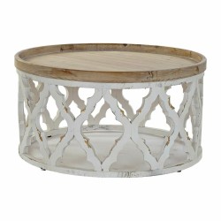 Βοηθητικό Τραπέζι DKD Home Decor Λευκό Ανοιχτό καφέ Έλατο Ξύλο MDF 81 x 81 x 43,5 cm