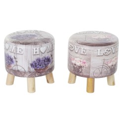 Υποπόδια DKD Home Decor Γκρι Ποδήλατο Ροζ Λιλά PU Τζίντζερ (30 x 30 x 30 cm) (x2) (30 x 30 x 32 cm)