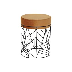 Υποπόδια DKD Home Decor Μαύρο Μέταλλο πολυεστέρας τερακότα (33 x 33 x 42 cm)