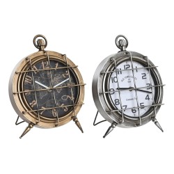 Bordklokke DKD Home Decor Λευκό Μαύρο Χρυσό Ασημί Παγκόσμιος Χάρτης (x2)