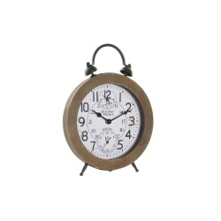 Bordklokke DKD Home Decor Φυσικό MDF Λευκό Σίδερο (24 x 5 x 30 cm)