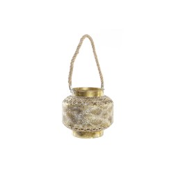 Lanterne DKD Home Decor 26,5 x 26,5 x 22 cm Παλαιωμένο φινίρισμα Κρυστάλλινο Χρυσό Μέταλλο Άραβας