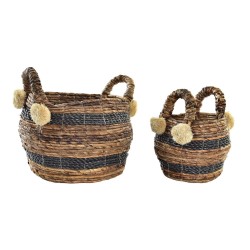 Σετ Καλαθιών DKD Home Decor Φυσική ίνα 31 x 31 x 33 cm Αποικιακό