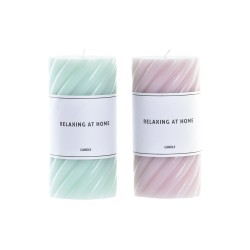 Κερί DKD Home Decor Χαλάρωση Τυρκουάζ Ανοιχτό Ροζ Σπείρες Κερί (x2) (7 x 7 x 14 cm)