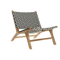 Hagestol DKD Home Decor Λευκό Μαύρο Φυσικό PVC Ξύλο Τικ 65 x 80 x 68 cm
