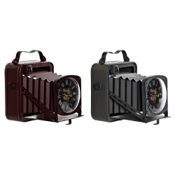 Bordklokke DKD Home Decor Βουργουνδίας Φωτογραφική μηχανή 19 x 15 x 20 cm Κόκκινο Σκούρο γκρίζο Σίδερο Vintage (x2)