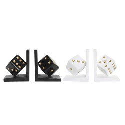 Bokstøtte DKD Home Decor Μαύρο Λευκό Ρητίνη Ζάρια (12 x 10 x 15 cm) (2 units)