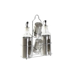 Σετ Λάδι και Ξίδι DKD Home Decor Κρυστάλλινο Ασημί Ανοξείδωτο ατσάλι (22 x 5,4 x 22 cm)