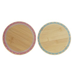 Σουπλά DKD Home Decor Τυρκουάζ Μπορντό Bamboo Αποικιακό Boho 20 x 20 x 1 cm (x2)