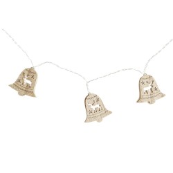 Γιρλάντα Φωτισμού LED DKD Home Decor Τάρανδος Κουδούνια Καφέ Ξύλο MDF (6,5 x 1,4 x 5,8 cm)