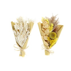 Μπουκέτο DKD Home Decor Μπεζ Κίτρινο Ξερό λουλούδι (10 x 5 x 18 cm) (x2)
