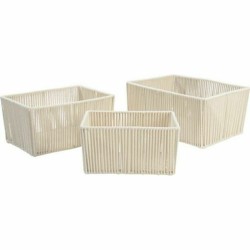Σετ Καλαθιών DKD Home Decor Μπεζ Μέταλλο 40 x 30 x 20 cm 3 Τεμάχια