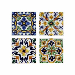 Σουβέρ DKD Home Decor Πλακάκι 4 Μονάδες (10,8 x 10,8 x 0,7 cm)