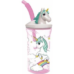 Κούπα με Καλαμάκι με Stor Unicorn Rainbow Ροζ (360 ml)