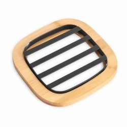 Σουπλά DKD Home Decor Μαύρο Φυσικό Bamboo Χάλυβας 17 x 17 x 1 cm (12 Μονάδες)