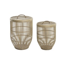 Σετ Καλαθιών DKD Home Decor Φυσικό Ανοιχτό καφέ Bamboo (2 Τεμάχια)