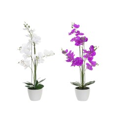Decorative Flowers DKD Home Decor 44 x 27 x 77 cm Λιλά Λευκό Πράσινο Ορχιδέα (x2)