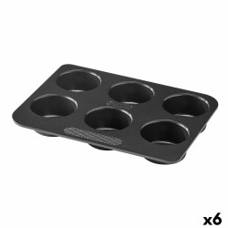 Καλούπια για Muffins Pyrex Magic Μαύρο 24 x 18 x 3 cm (x6)