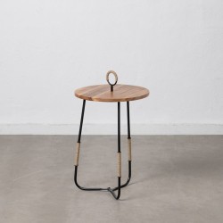 Βοηθητικό Τραπέζι 40,5 x 40,5 x 66 cm Φυσικό Μαύρο Ξύλο Σίδερο